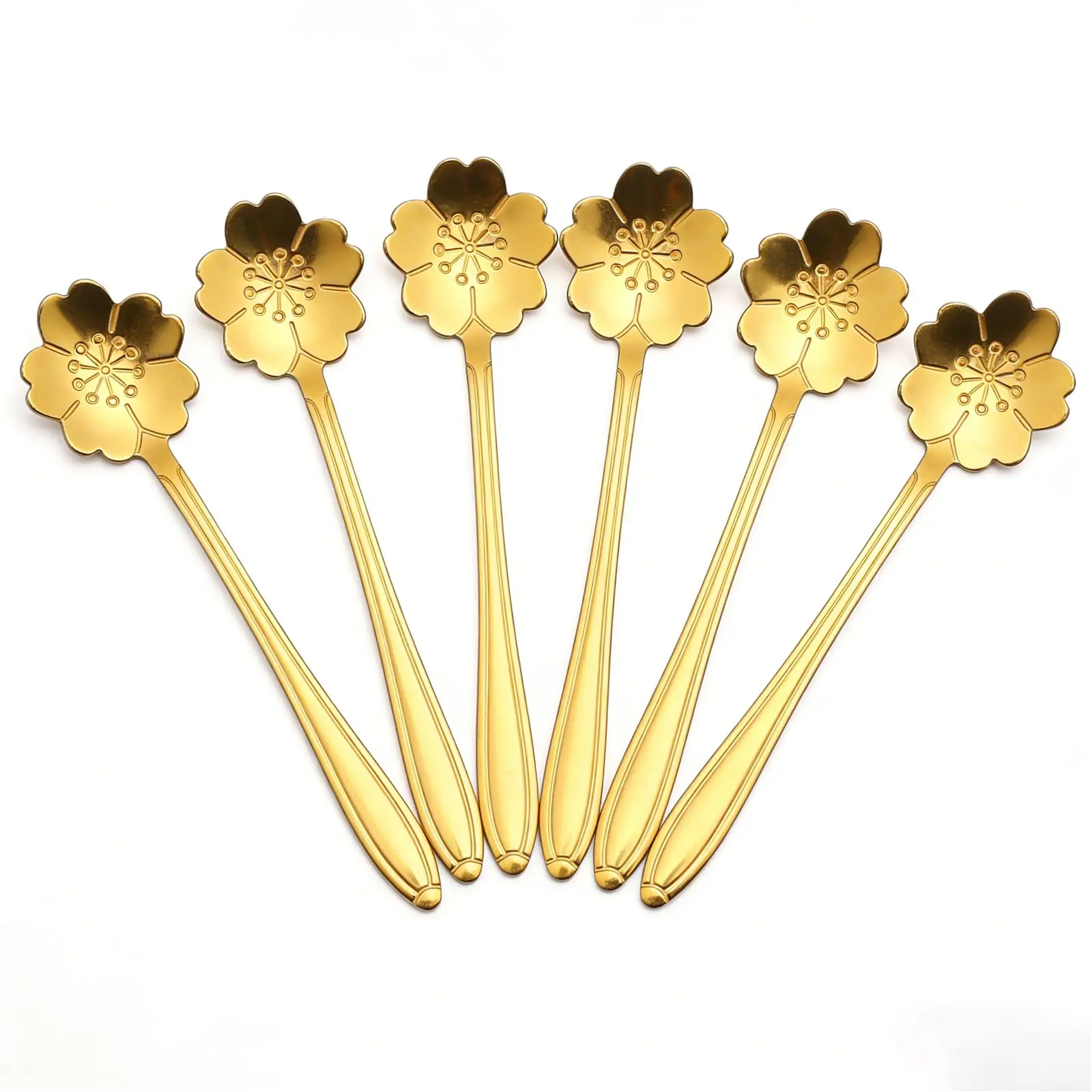 6-Pack Flower-Shaped Mini Condiment Spoon Set, Small Spice Scoops for Kitchen Baking, Coffee Bar Accessories