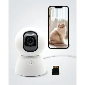 Indoor Pan-Tilt Security Camera with SD Card for pet/Kid/Home, 24/7 Recording, 5G/2.4G Wi-Fi, 2.4k Video and Image - Free Human Motion Pet Detection, NO Monthly fee
