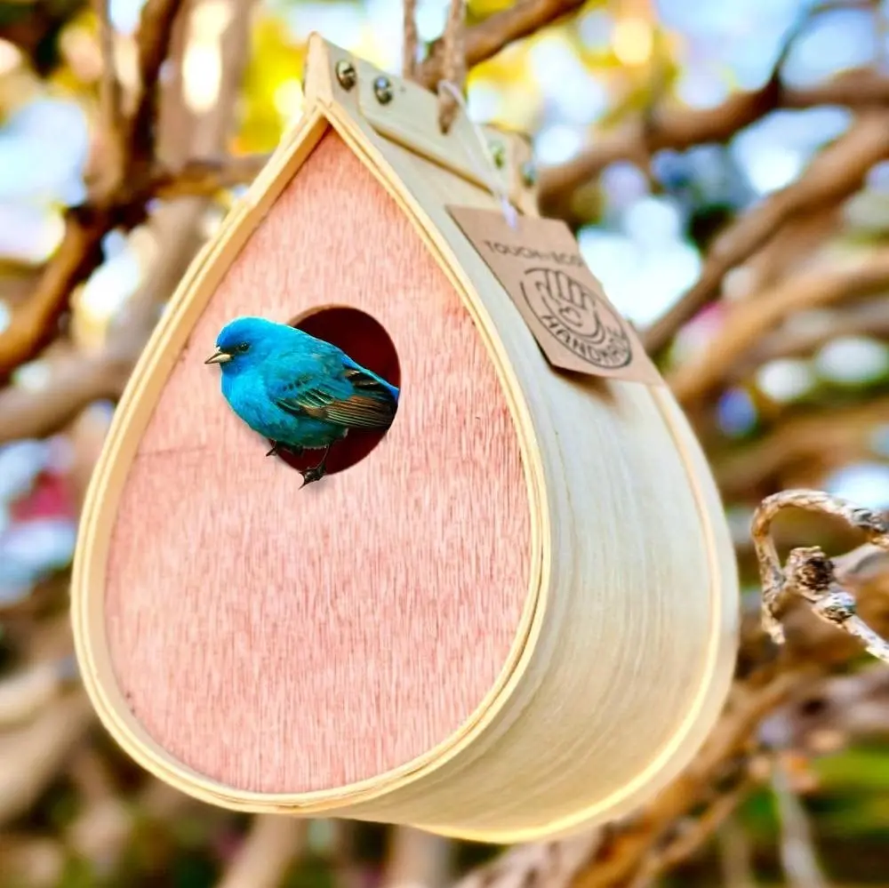 Touch of Eco 5068 Pollinator Wooden Hanging Bird House - Natural Habitat for Hummingbirds & Songbirds, Garden and Yard Decoration, Perfect for Pollination - Great Gift Idea!
