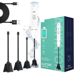 Upgraded  Mixer, Handheld Rechargeable Mixer with Minimizing Bubbles,Epoxy  Mixer for ,  Mixing,  Molds, DIY Crafts (Included 4 count Paddles) (White)