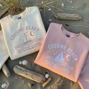 Embroidered Cousins Beach Crewneck Sweatshirt, Summer I Turned Pretty Hoodie , Bookish Coastal Vibes Pullover Summer Vibe  Group Matching Tee