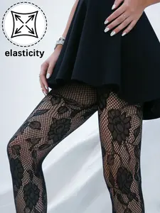 Sexy Women's Ultra-Elastic Large Floral Mesh Stockings, Sweet Sexy Design, Comfortable Daily Wear, Suitable for Casual Occasions