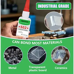 Treehouse 502 Strong Adhesive Glue, Super Strong Adhesion, 10 Second Fast Cure Industrial Grade Super Bonding Glue, Free Dropper Included, for Wood & Ceramic