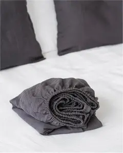 Magic Linen - Charcoal Gray Linen Fitted Sheet Twin Size, 100% Flax Linen Fitted Sheet Only, Breathable and Cooling Mattress Cover, Luxury Fitted Bed Sheet