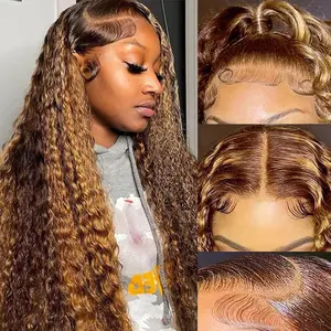 Subella P4/30 Highlight Ombre Deep Wave Lace Front Wigs Human Hair Pre Plucked 180% Density HD Lace Front Wigs with Baby Hair 13X4 Deep Wavy Lace Frontal Wigs for Women