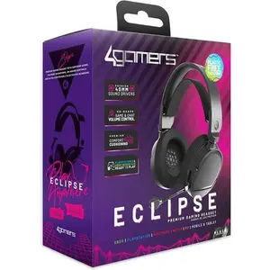 PC Accessory:  Wired Headset - 4Gamers ECLIPSE Premium Gaming Headset Black:  Compatible with PC, Switch, PS5, Xbox X|S  [GAMES ACCESSORIES] Universal Game
