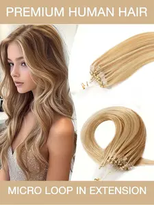 50 Strands/Pack Real Human Hair Micro Loop Extensions Suitable for all Hair Types & Ethnicities - Natural Look Volume & Length Enhancements, Daily Use Hair Add-Ons with Micro Loops for Easy Attachment (No Glue/Sew), 12-20Inch 30g/pack.