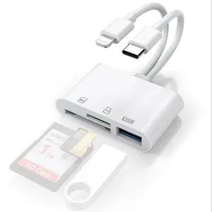 2025 New SD Card Reader, 3 in 1SD&TF Card Reader Lightning Camera Adapter Plug Portable Micro SD Card Reader for iPad/MacBook Pro/Air/Laptop/Galaxy More USB Adapter Reader No App Required