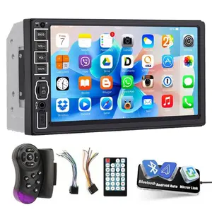 Upgrade Your Ride! 7" 2DIN Car Stereo with Touchscreen & Wired Android Auto Wireless Bluetooth + Mirror Link + Hands-Free Calling 30-Band EQ, Fast Charger, USB/TF/AUX & SWC (Steering Wheel Control) Universal for Car/Van/RV/Pickup/Truck/Bus
