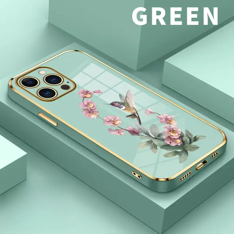 Hummingbird Floral Print Phone Case for iPhone Series (17/16 Pro Max,15 Plus,14,13,12,11,XS,XR) - Multi-Model, Shockproof Silicone Softcase, Slim-Fit for iOS Devices, Christmas Delight, Protective