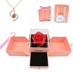 Valentine's Day Gift 100 Languages I Love You Heart-Shaped Pendant Necklace for Woman, (1 Piece), Daily Decoration, Mother's Day Gift Female