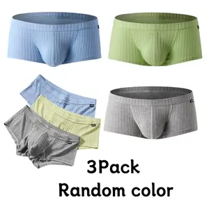 GTOPX MAN 1Pack/2Pack/3Pack Men's Low Waist U-shaped Comfortable Four Corners Men's Ribbed Cotton Flat Corner Underwear Soft, Elastic, Fashionable Daily