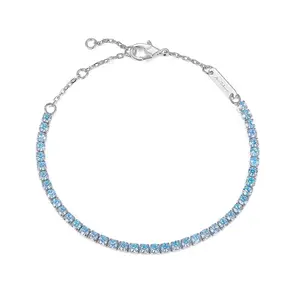 Petite Tennis Bracelet in Aqua Blue