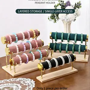 High-End Bracelet Jewelry Storage Rack, Multilayer Storage 1/2/3 Layer Display Stand, Portable Solid Wood, Suitable for Living Room, Desk, Shop