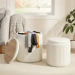 Storage Ottomans | Set of 2 | Velvet Dual-Height Design · Hidden Storage · Waterproof Top · Kid & Pet Friendly | Living Room, Bedroom, Entryway Must-Have