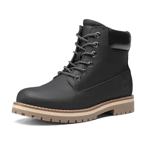 BRUNO MARC [HighShield-1] Men's Closed Cuban Heel Round Toe Lace-Up Boots, Slip-Resistant Footwear with Splash-Resistant Upper, Textured Outsole, Breathable Lining, Ideal for Walking Shoes