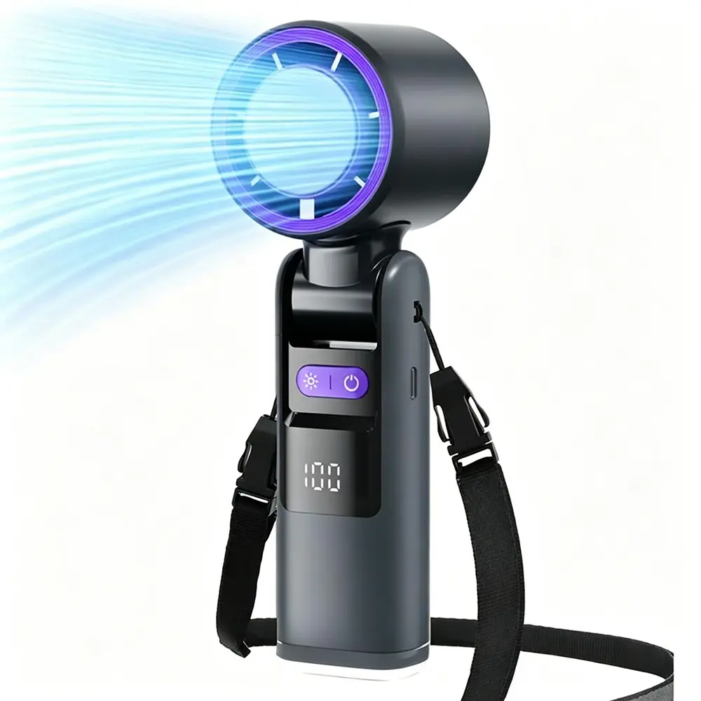 4000mAh Portable Mini Turbo Fan with 199 Wind Speeds and Semiconductor Refrigeration, Rechargeable USB Charging Fan Suitable for Personal and Travel Use