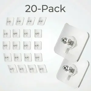 20PCS Self-Adhesive Wall Hooks - Heavy Duty Waterproof Hooks for Bathroom & Kitchen, No Damage Picture Hangers for Tile, Wallpaper & Painted Walls