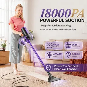 Pure Nova Corded Stick Vacuum Cleaner 600W Motor 18KPA Suction 110V Voltage Efficient Crevice Dust Removal Deep Cleaning