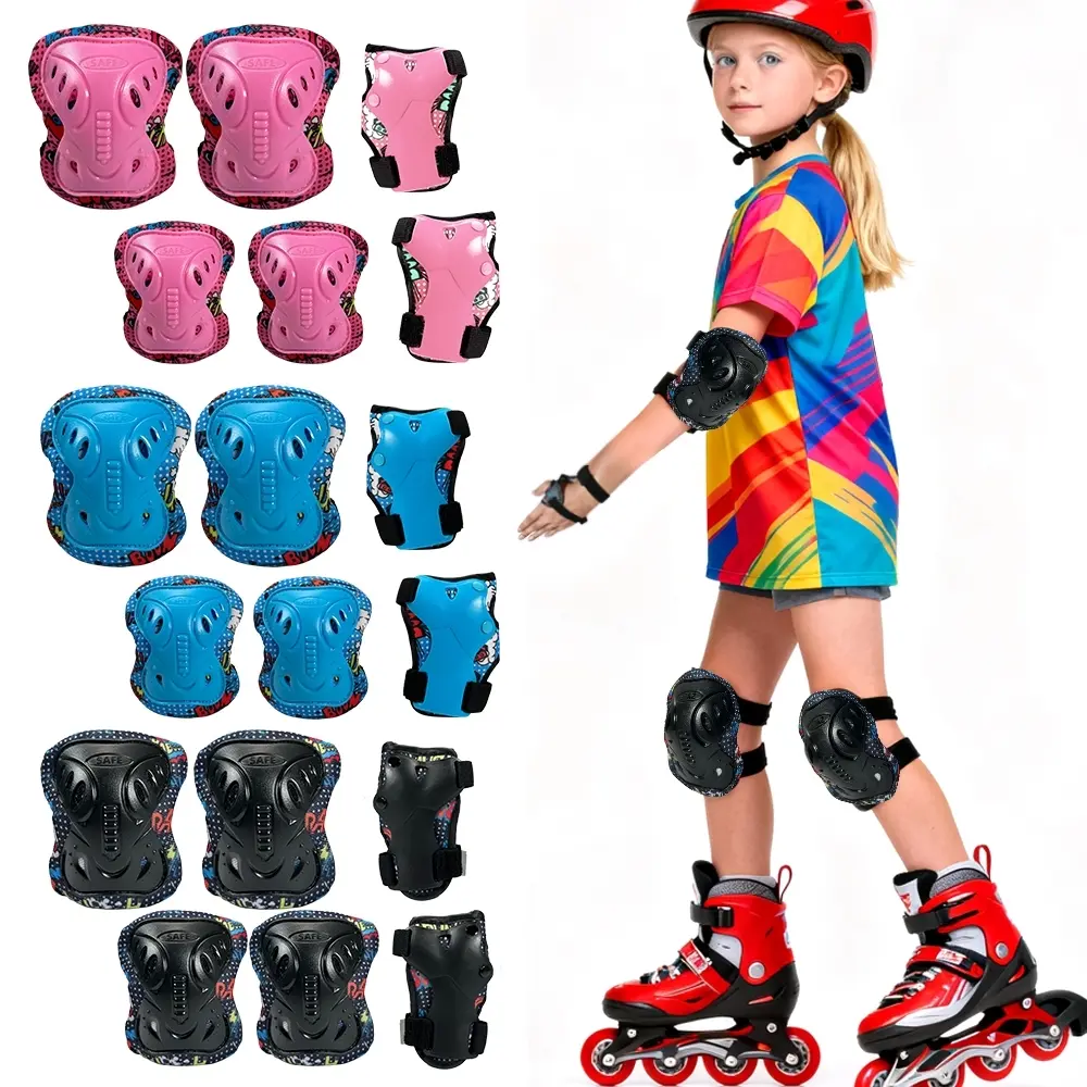 Knee Pads Elbow Pads and Wrist Guards, Ideal for Girls Boys, Universal Fit, Skating Rollerblades Skateboard Skateboarding Scooter Bike, Safety Gear for Kids