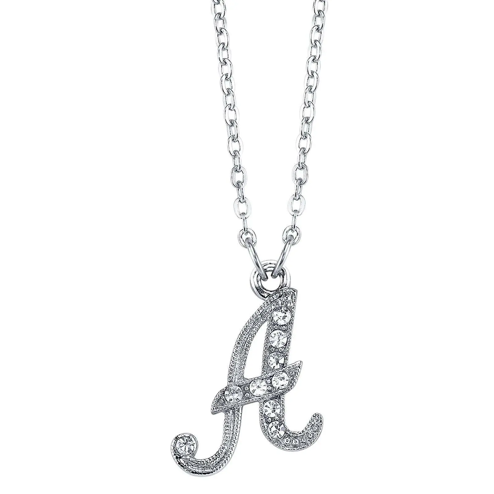 European Crystal Initial Necklace 16" + 3" Extender