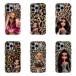 Bratz Y2K Fashion Phone Case |Leopard  Print Pink Gold Sweet and Cool Niche Trendy Style Co| Sparkling Hot Girl Protective Case for iPhone 16/15/14/13/12/11/17 ProMax Plus for Samsung phones an excellent choice for Halloween, Christmas and Thanksgiving