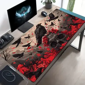Premium Polyester Universal Mouse Pad - Large, Sturdy, Gothic Crow Skull & Ravens Design, Gaming Office Mouse Pad, Ideal Birthday Gift