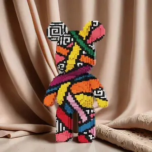 Creative Bear Puzzle Building Block Set, Room Decor Gift for Birthday Halloween Valentine Christmas Eve, Perfect for Home DIY Crafts, Building Blocks Model