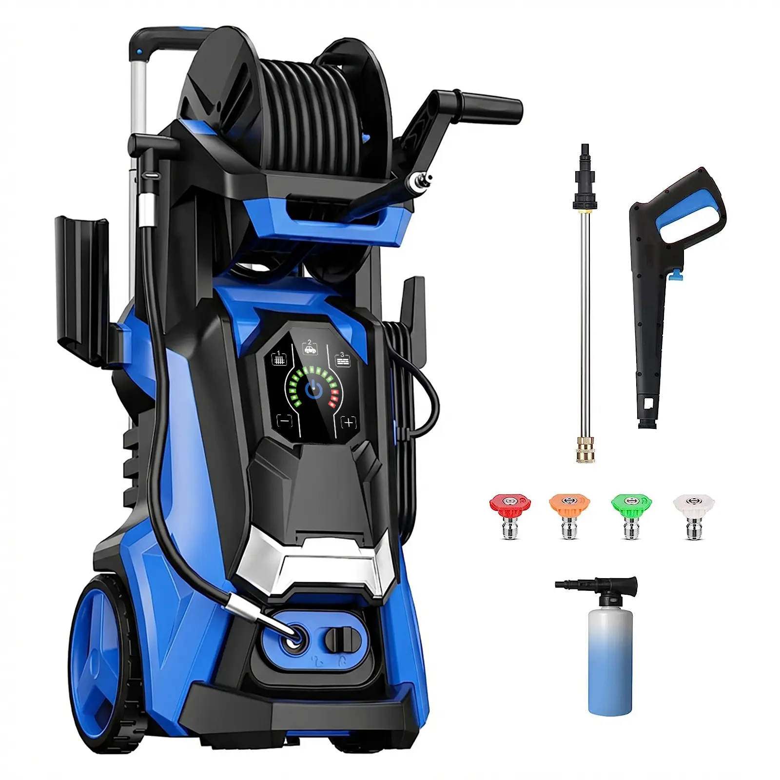 Electric Pressure Washer, 5560PSI MAX 3.8GPM Power Washer with 4 Interchangeable Nozzles and with Adj-15-Level Touch Screen Effortlessly Car Water Washer for car, home, driveway, yard, outdoor, gutter, pool, brick Cleaning