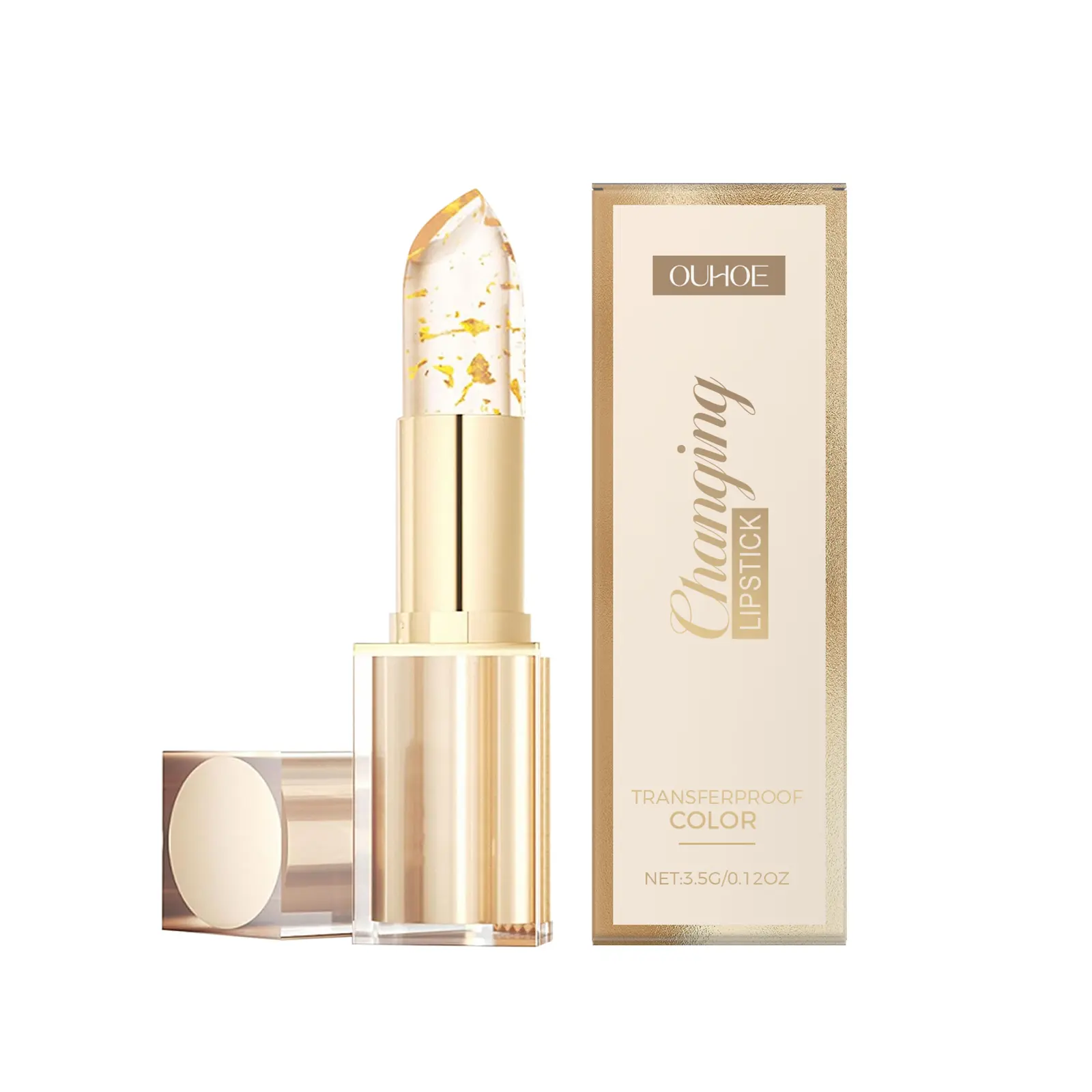 Transferproof Color Changing Lipstick,Color-Changing Lipstick Gold Crystal Ph Lipstick Color Changing,Long Lasting  Moisturizing Glossy Shine Lip Gloss for Women 3.7g