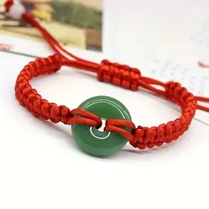Handmade Green Jade Braided Bracelet - Tribal Style Synthetic Fiber Rope with  Jade Beads, Look Braided for Daily Wear & Special Occasions, No Plating Year-Round Accessory