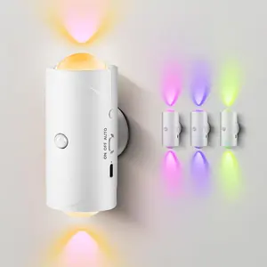 Smart LED Night Light with Motion Sensor, RGB Gradient Dimmable Wall Lamp, USB Rechargeable Indoor Ambient Lighting, Magnetic Step Lamp for Entryway, Bedside, Desk, Operated for Hallway Stairs Bedroom, lampu, room decor, Convenient Charging