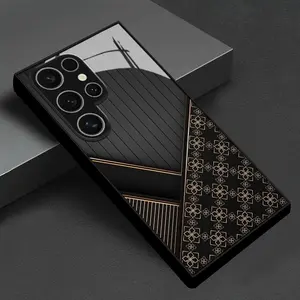 Luxury Gold Pattern Tempered Glass Case Cover for Samsung S25-S20, Anti-Drop, Lightweight, Fashionable, Tech Lover, Trendsetter