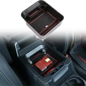 ABS Black Armrest Center Console Organizer Tray Compatible for 2010-2016 Land Rover Discovery 4 LR4 Accessories Storage Box, Console Tray Storage Box Accessories (Without Refrigerator)