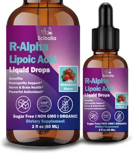 R Alpha Lipoic Acid 600mg Liquid Drops for Neuropathy, Advanced 11-in-1 Stabilized R-ALA Supplement w. Benfotiamine Acetyl L-Carnitine Vitamin C E for Antioxidant Nerve Brain Energy Health Non GMO