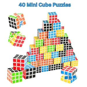 40 Pack Mini 3x3 Cube Puzzle Toys – 1.18 Inch Bulk Brain Teasers for Kids Party Favors, School Rewards, Classroom Prizes, Easter Basket, Stocking Stuffers, Birthday Goodie Bags