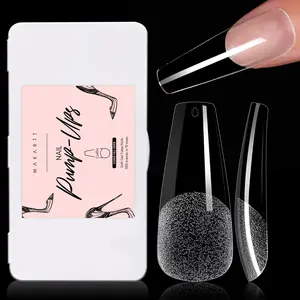 Makartt 500pcs Medium Coffin Nail Tips -   Full Cover, 10 Sizes, Clear,  Soak-Off Gel, Pre-buffed, Professional & DIY Use Nail Art Nail Care