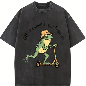 Off to Commit Tomfoolery Frog T-Shirt, Funny Vintage Meme Tee, Weirdcore Retro Humor Shirt, Scooter Animal Graphic Top, Y2K Gift Idea