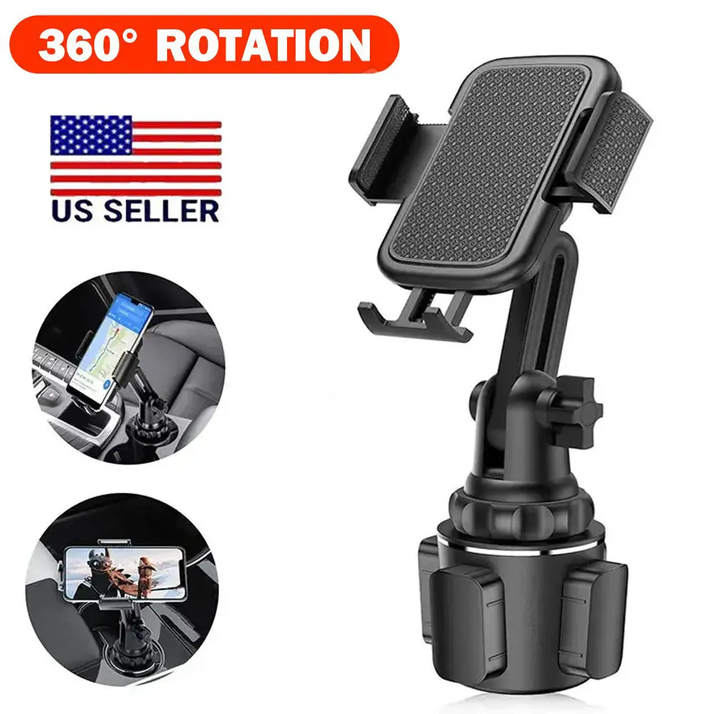 SJPACK Universal 360° Adjustable Car Phone Mount, Cup Holder Stand Cradle with Phone Holder for Car