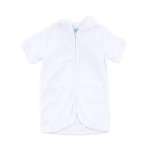 White Swim Cover Up - Kids Zip Front Coverup for Pool, Beach & Boating