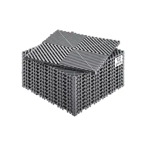 VEVOR Interlocking Drainage Mat, 12x 12 Modular Interlocking Cushion, 12 Pcs Splicing Drainage Mats, Non-Slip Gray PP Drainage Floor Tile and Shower Mat, for Garage, Garden, Kitchen Outdoor