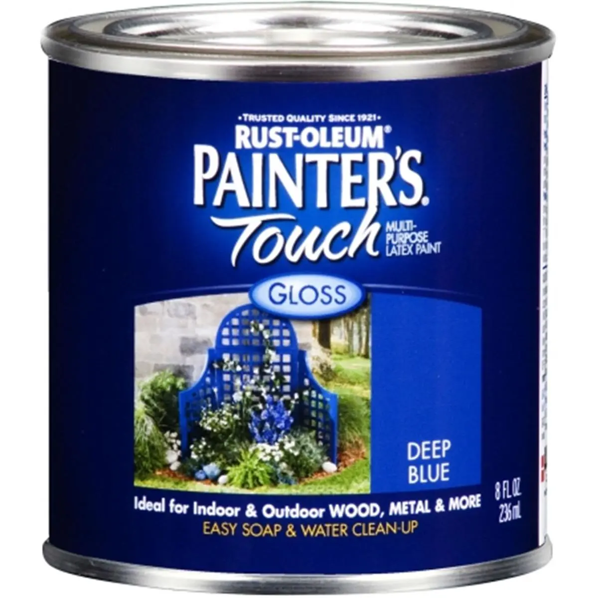 212 MAIN Rustoleum 224428T 1 Qt Deep Blue Painter’s Touch Gloss Multi-Use Latex Paint - Latex Base, Resists Chipping & Fading, Long-Lasting Gloss Finish, Indoor/Outdoor Wood, Metal, Plaster, Masonry, Unglazed Ceramic Application