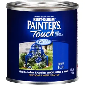 212 MAIN Rustoleum 224428T 1 Qt Deep Blue Painter's Touch Gloss Multi-Use Latex Paint - Latex Base, All Surfaces Application, Chip-Resistant, Long-Lasting Gloss Finish