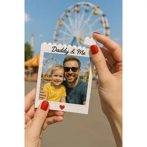 Daddy & Me Custom Puzzle – Personalized Brick Photo Building Block Unique Father’s Day, Birthday Anniversary Gift for Dad Husband or Loved Ones, Family Keepsake Home Decor
