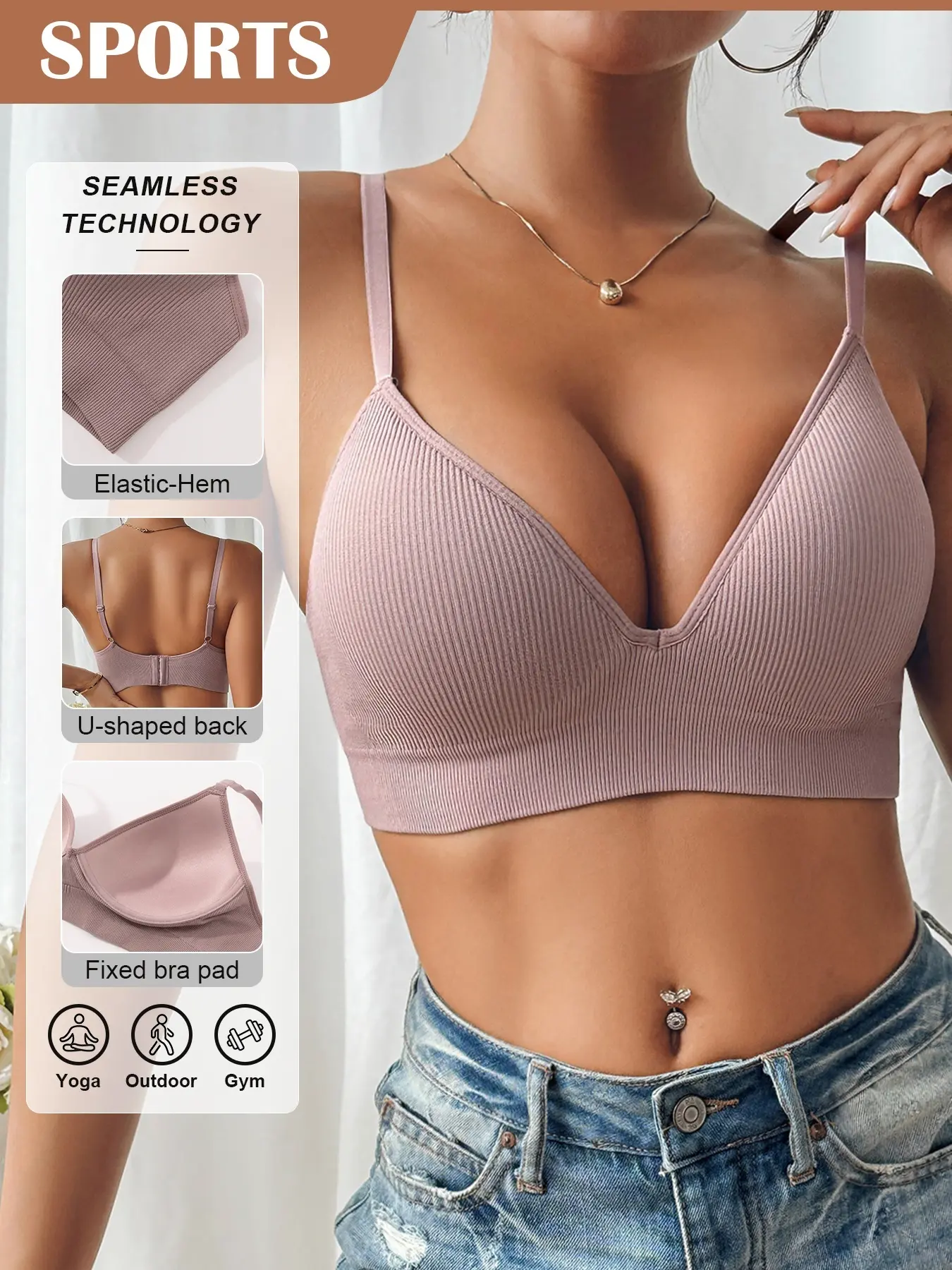 1 Pack/9 colors Women's seamless bra, full-cup underwire bra, four-row three-hook adjustable strap bra, Soft Breathable, skin-friendly, comfortable, Casual Comfy Bras, suitable for casual gatherings/sports/yoga, high-elasticity bra