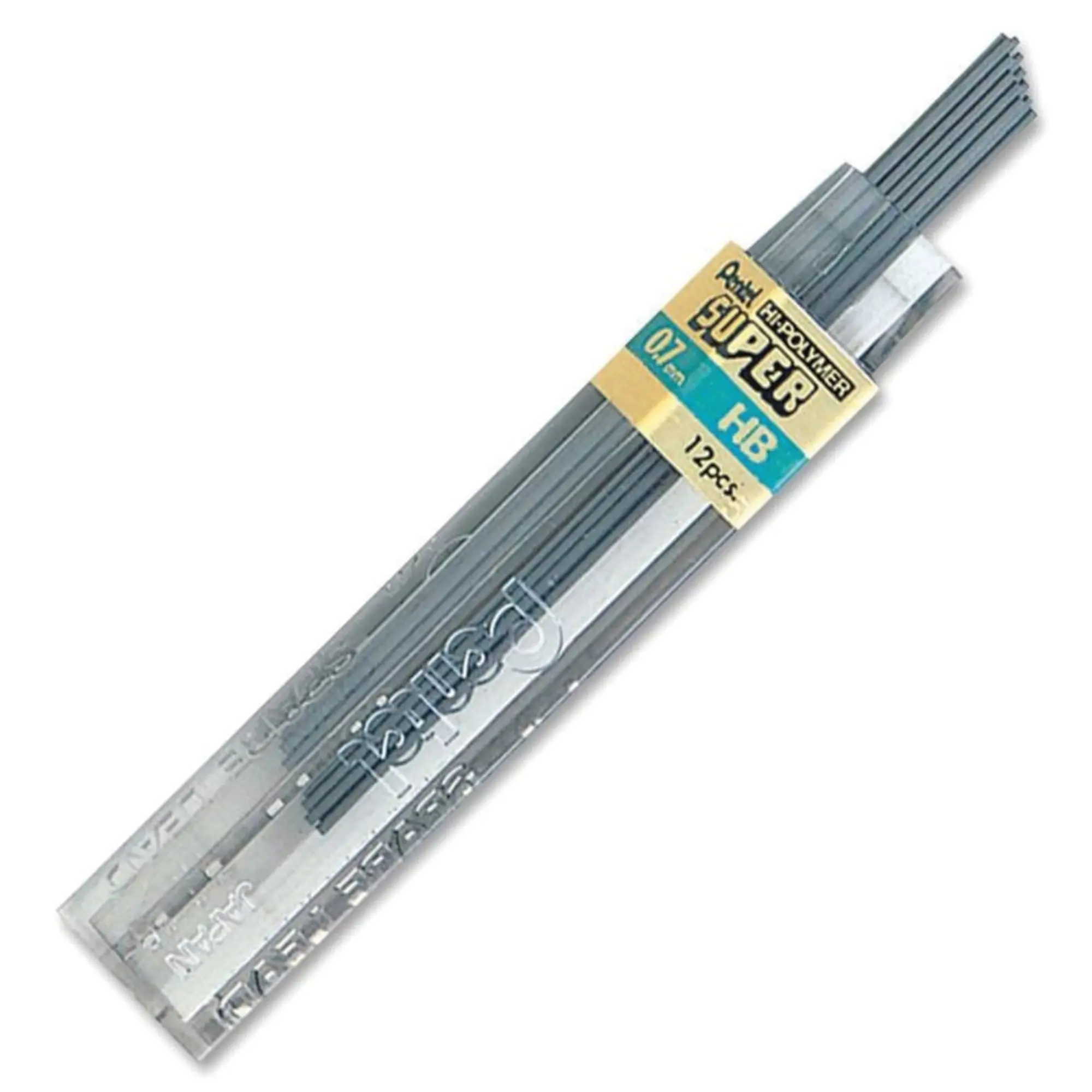 Pentel Super Hi-Polymer Mechanical Pencil Lead Refill, 0.7mm Medium HB, 12 Pieces Per Pack - Office Stationery Writing School Supply