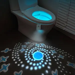 LED Toilet Ambient Night Light with Star Projection, Motion Sensor, Fun and Safe Bathroom Accessory, Adult and Teenage Bath Decor