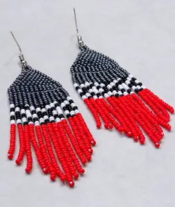 African Beaded Earrings Londolozi Red