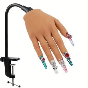 Beginner Nail Art Silicone Practice Hand, Bendable & Embeddable Nails, Manicure Display Set for Salon Use, Realistic Fake Nails, Nail Care, Flexible Structure