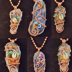Copper Wrapped Orgone InnerG Seashell Pendant With 1/4 inch Copper Necklace Unique Organic Design EMF Protection & Grounding